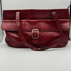VTG '90s El Portal Dark Red Leather Shoulder Bag Tote AS IS-READ NOTE